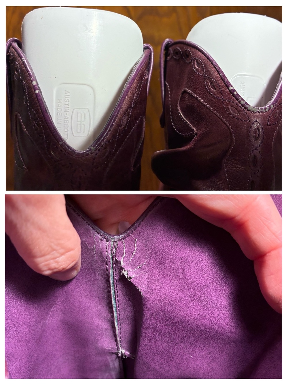 Y2K Steve Madden Purple Leather Slouch Western Boots Ombré Heel Size 8.5 - Picture 12 of 16